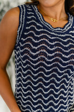 Load image into Gallery viewer, Own the Chill Wavy Striped Top in Navy