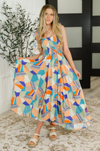 Load image into Gallery viewer, Paint Me Pretty Square Neck Dress in Lime, Blue and Tangerine