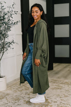 Load image into Gallery viewer, Pamper Travel Hooded Cardigan in Olive