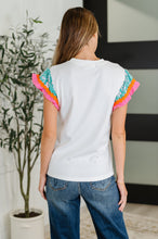 Load image into Gallery viewer, Petals & Poise Floral Flutter Sleeve Top in White