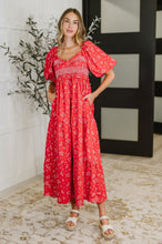 Load image into Gallery viewer, Petals & Promises V-Neck Dress in Red Multi