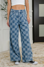 Load image into Gallery viewer, All Checked In Wide Leg Checkered Jeans (2 color options)
