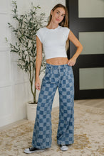 Load image into Gallery viewer, All Checked In Wide Leg Checkered Jeans (2 color options)