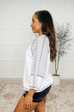 Load image into Gallery viewer, Preoccupied Striped Sleeve Top in Black