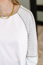 Load image into Gallery viewer, Preoccupied Striped Sleeve Top in Tan