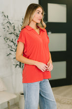 Load image into Gallery viewer, Sea You Soon Collared Top in Hot Coral