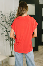 Load image into Gallery viewer, Sea You Soon Collared Top in Hot Coral