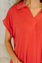 Load image into Gallery viewer, Sea You Soon Collared Top in Hot Coral