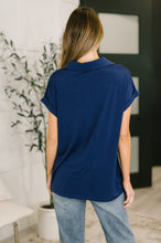 Load image into Gallery viewer, Sea You Soon Collared Top in Navy
