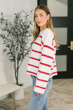 Load image into Gallery viewer, Softly Secure Drop Shoulder Sweater in Red and White