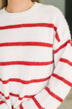 Load image into Gallery viewer, Softly Secure Drop Shoulder Sweater in Red and White