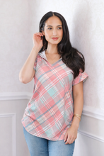 Load image into Gallery viewer, Summer Plaid Short Sleeve Hoodie