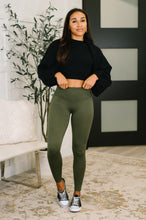 Load image into Gallery viewer, Sunday Splits High Waisted Leggings in Dark Olive
