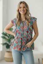 Load image into Gallery viewer, Flirting in the Museum Emerald Blouse