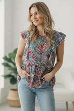 Load image into Gallery viewer, Flirting in the Museum Emerald Blouse