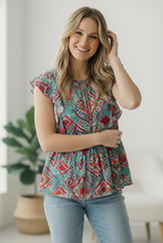 Load image into Gallery viewer, Flirting in the Museum Emerald Blouse