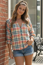 Load image into Gallery viewer, Peachy Picnic Plaid Top