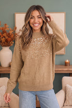 Load image into Gallery viewer, Gilded Warmth Sequin Mock Neck Sweater