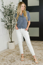 Load image into Gallery viewer, The Darling Detail Collared Blouse in Denim