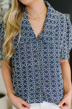 Load image into Gallery viewer, The Darling Detail Collared Blouse in Denim