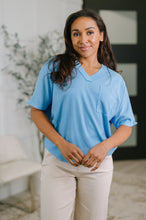 Load image into Gallery viewer, Together We're Unlimited Basic V-Neck Tee in Ocean Blue