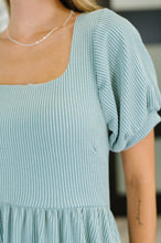 Load image into Gallery viewer, Twirlin’ Dirty Cable Ribbed Knit Dress in Sage Green