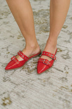 Load image into Gallery viewer, Usual Pointy Toe Double Buckle Flat in Red