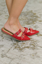 Load image into Gallery viewer, Usual Pointy Toe Double Buckle Flat in Red