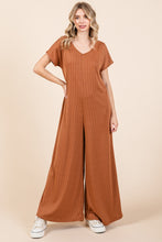 Load image into Gallery viewer, Ribbed Short Sleeve Wide Leg Jumpsuit
