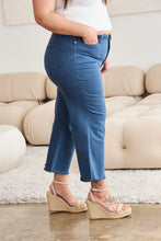 Load image into Gallery viewer, RFM "Chloe" Tummy Control High Waist Cropped Wide Leg Raw Hem Jeans in Blue Slate