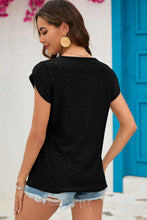 Load image into Gallery viewer, Eyelet Round Neck Short Sleeve Top  (multiple color options)
