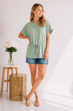 Load image into Gallery viewer, Sage Ease Drawstring Top