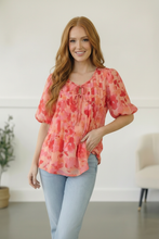 Load image into Gallery viewer, With a Rosy Glow Watercolor Pleated Top