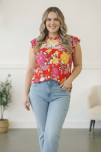 Load image into Gallery viewer, Floral at the Fiesta Flutter Top