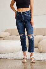 Load image into Gallery viewer, RFM "Dylan" Tummy Control Distressed High Waist Straight Leg Cropped Raw Hem Jeans