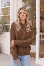 Load image into Gallery viewer, October Kiss Cable Knit Sweater in Warm Mocha