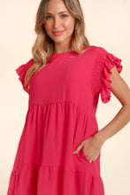 Load image into Gallery viewer, Smocking Ruffle Short Sleeve Dress with Pockets