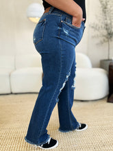 Load image into Gallery viewer, JUDY BLUE Mid Rise Distressed Raw Hem Jeans