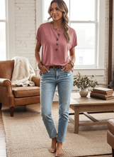 Load image into Gallery viewer, The Everyday Essential Button Tee (multiple color options)