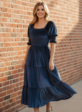 Load image into Gallery viewer, Evening Grace Tiered Velvet Dress (multiple color options)