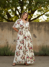 Load image into Gallery viewer, Meadow Bloom Flutter Sleeve Maxi Dress with Button Front