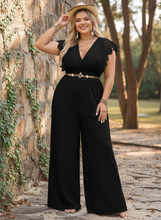 Load image into Gallery viewer, Midnight Muse Lace Cap Sleeve Wide Leg Jumpsuit
