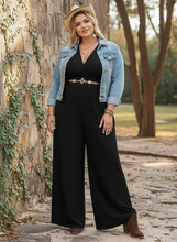 Load image into Gallery viewer, Midnight Muse Lace Cap Sleeve Wide Leg Jumpsuit