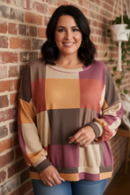 Load image into Gallery viewer, Fireside Quilt Oversized Waffle Knit Pullover