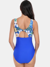 Load image into Gallery viewer, Cutout Printed Round Neck One-Piece Swimwear  (multiple color options)
