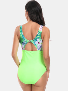 Cutout Printed Round Neck One-Piece Swimwear  (multiple color options)