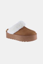 Load image into Gallery viewer, Thick Bottom Fur Trim Snow Slippers in Tan
