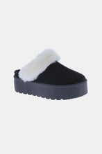 Load image into Gallery viewer, Thick Bottom Fur Trim Snow Slippers in Black