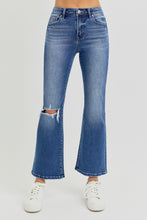 Load image into Gallery viewer, RISEN Distressed High Rise Crop Flare Jeans