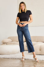 Load image into Gallery viewer, RFM "Chloe" Tummy Control High Waist Cropped Wide Leg Raw Hem Jeans in Dark Wash